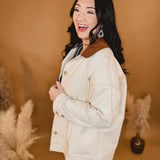 Corduroy Collared Barn Jacket - Beige/Brown