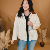 Corduroy Collared Barn Jacket - Beige/Brown