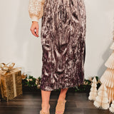 Crinkled Velvet Midi Skirt - Midnight