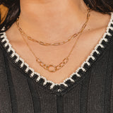 Layered Chain Link Necklace - Gold