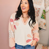 Oli & Hali Washed Daisy Patch Pullover - Pink