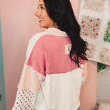 Oli & Hali Washed Daisy Patch Pullover - Pink