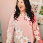 Oli & Hali Eyelet Flower Patch Top - Pink - Lace and Grace Boutique
