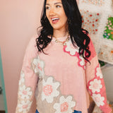 Oli & Hali Eyelet Flower Patch Top - Pink - Lace and Grace Boutique