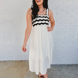 Scallop Detailed Midi Dress - Cream