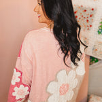 Oli & Hali Eyelet Flower Patch Top - Pink - Lace and Grace Boutique