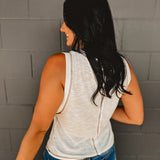 Stitch Detail Front Pocket Tank Top - Off White