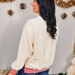 Santa Skating Sequins Embroidered Pullover - Red/Cream - Lace and Grace Boutique