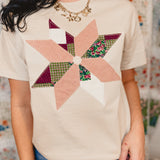 Quilt Block Pattern Graphic Tee - Cottage Green