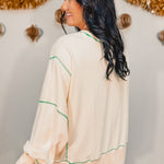 Sequin Western Boots In Lights Long Sleeve Top - Ivory - Lace and Grace Boutique