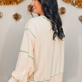 Sequin Western Boots In Lights Long Sleeve Top - Ivory - Lace and Grace Boutique