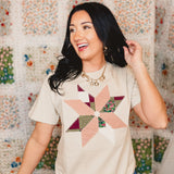 Quilt Block Pattern Graphic Tee - Cottage Green