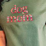 Embroidered Floral Dog Mom Graphic Tee - Sage