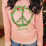 Peace On Earth French Terry Sweatshirt - Mauve