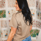 Love You Til' Embroidered Graphic Tee - Brown