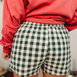 Merry Pom Pom Gingham Boxer Shorts  - Hunter Green - Lace and Grace Boutique