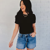 Disarming High Rise Denim Shorts - Medium Wash