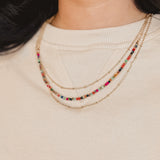 Layered Chain Link Necklace W/ Bead Details