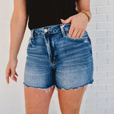 Disarming High Rise Denim Shorts - Medium Wash