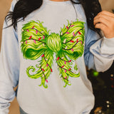 Simply Southern Christmas Green Bow Sweatshirt - Sky