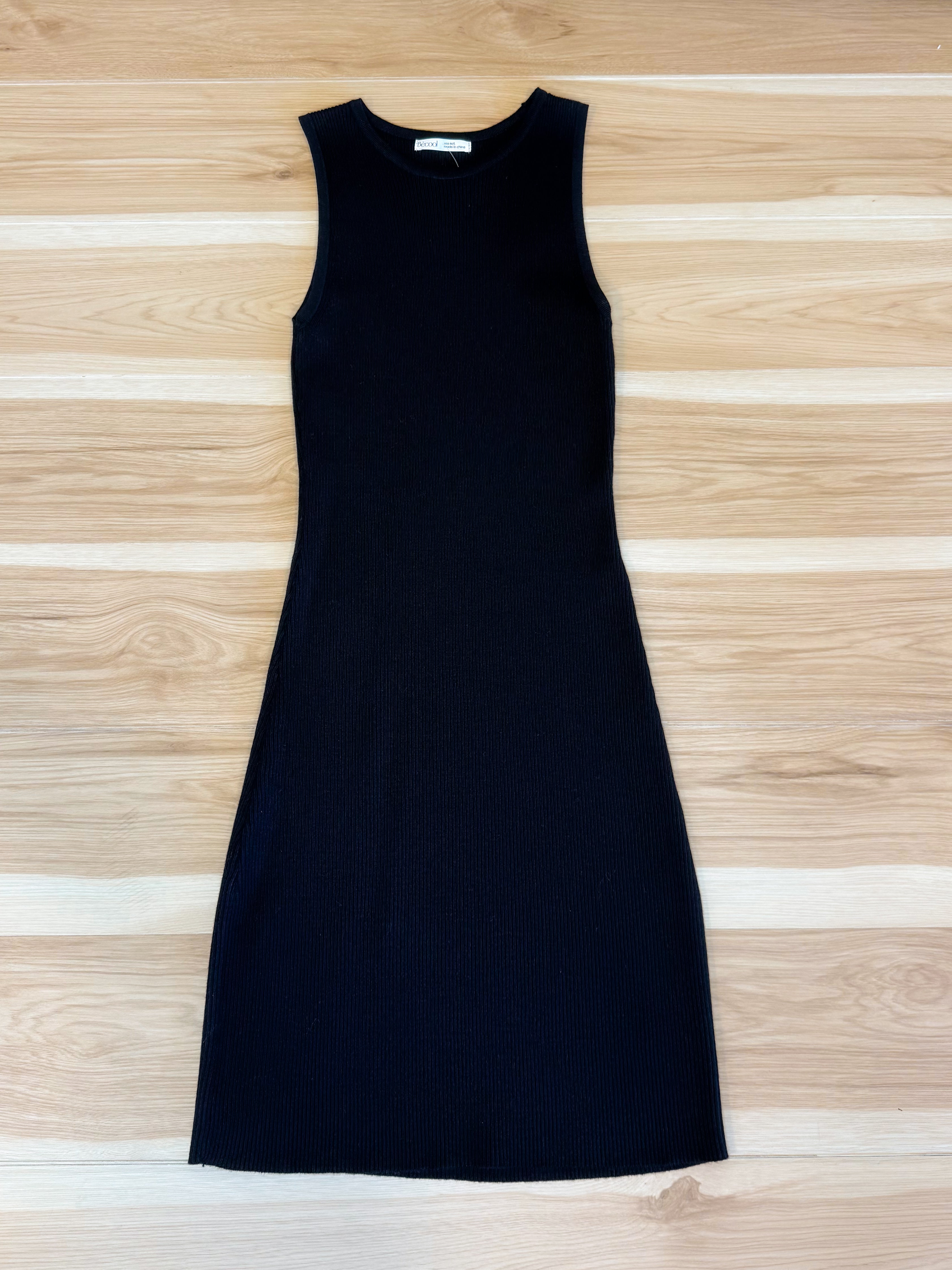 Ribbed Racerback Sweater Tank Dress - Black - Lace and Grace Boutique