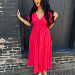 Garden Party Floral Maxi Dress - Cherry Tomato - Lace and Grace Boutique