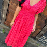 Garden Party Floral Maxi Dress - Cherry Tomato - Lace and Grace Boutique
