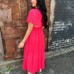 Garden Party Floral Maxi Dress - Cherry Tomato - Lace and Grace Boutique