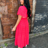 Garden Party Floral Maxi Dress - Cherry Tomato - Lace and Grace Boutique