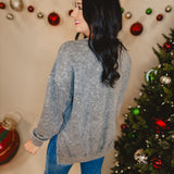 Washed Crewneck Long Sleeve Knit Top - Grey