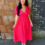 Garden Party Floral Maxi Dress - Cherry Tomato - Lace and Grace Boutique