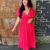 Garden Party Floral Maxi Dress - Cherry Tomato - Lace and Grace Boutique