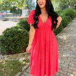 Garden Party Floral Maxi Dress - Cherry Tomato - Lace and Grace Boutique