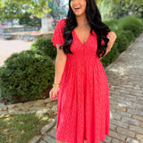 Garden Party Floral Maxi Dress - Cherry Tomato - Lace and Grace Boutique