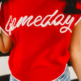 Glitter Gameday Knit Sweater Tank - Red