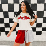 Game Day Colorblock French Terry Shorts - Red/Grey