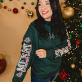 Merry Christmas Crewneck Sweatshirt - Hunter Green