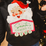 Santa's Coming To Town Fleece Sweatshirt - Black