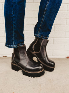 Bedstu Valda Hi Chelsea Boot - Black Rustic - Lace and Grace Boutique