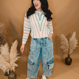 Oli & Hali Washed 3D Cargo Denim Pants