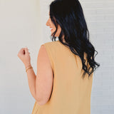 Tied Front Pleated Sleeveless Romper - Light Camel