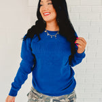 Kentucky Easley Embossed Comfort Crew Sweatshirt - Mineral Wash Royal - Lace and Grace Boutique
