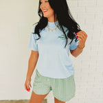 Living On Farmer Time Graphic Tee - Light Blue - Lace and Grace Boutique