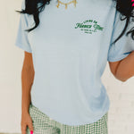 Living On Farmer Time Graphic Tee - Light Blue - Lace and Grace Boutique