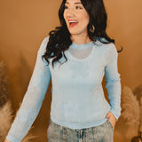 Flower Knit Sweater - Blue