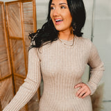 Ribbed Knit Sweater Dress - Sand
