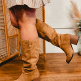 The Roxanne Knee High Western Bucket Boot - Latte