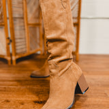 The Roxanne Knee High Western Bucket Boot - Latte