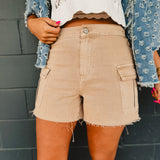 Denim Cargo Shorts - Mocha