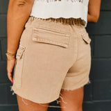 Denim Cargo Shorts - Mocha